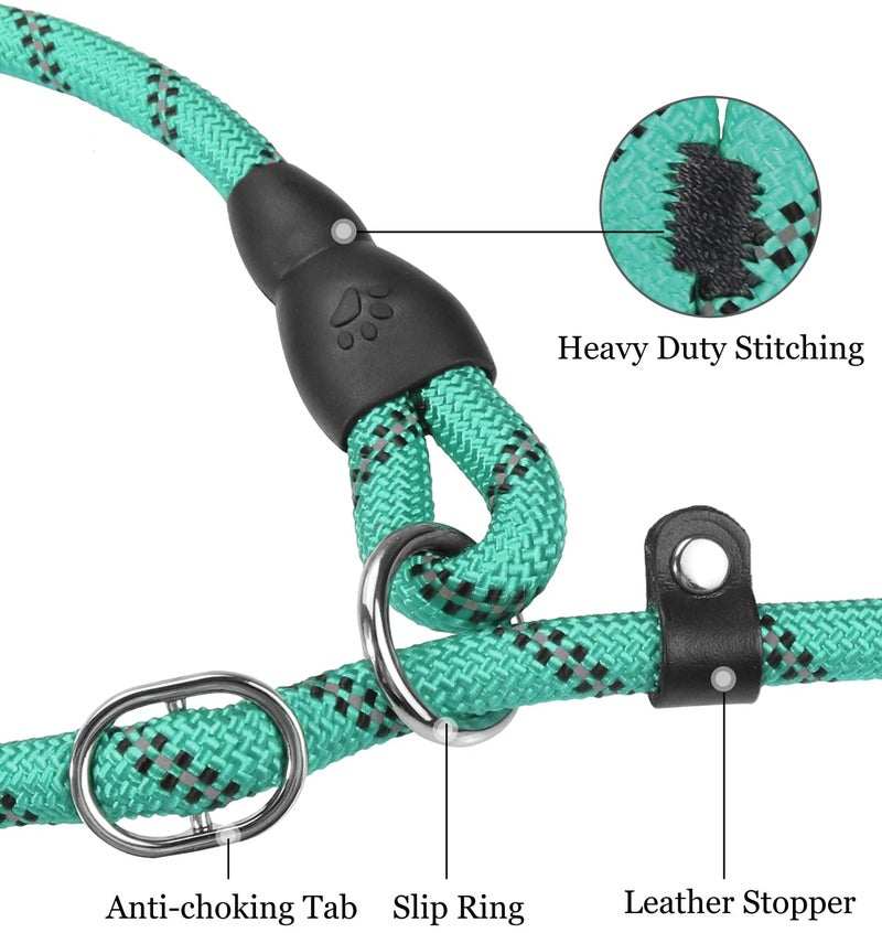 TagME 6ft Slip Dog Lead, No Pull Reflective Training Leash with Padded Handle, Professional Rope P-Leash for Small Medium Large Dogs, Heavy Duty Correction Lead for Walking & Training (Turquoise) - Image 4