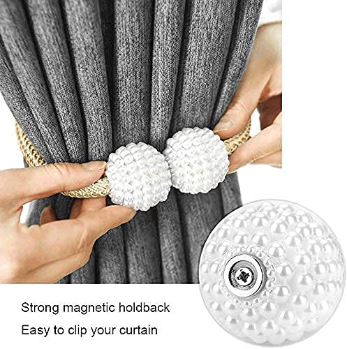 ZoomstoreA Magnetic Curtain Tiebacks Convenient Drape Tie Backs Pearl Decorative Rope Holdback Holder for Window Drapries  - Image 3