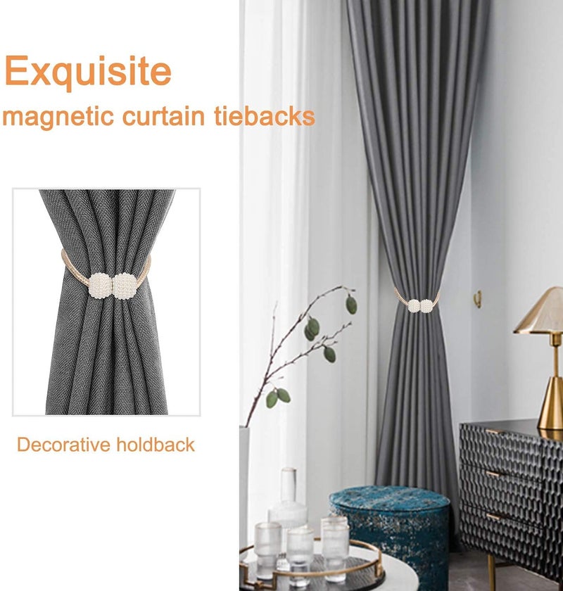 ZoomstoreA Magnetic Curtain Tiebacks Convenient Drape Tie Backs Pearl Decorative Rope Holdback Holder for Window Drapries  - Image 5
