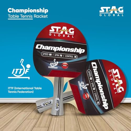 STAG Global Championship Table Tennis Racquet | 172 Grams | Intermediate | ITTF Approved Rubber | Multi- Color - Image 2