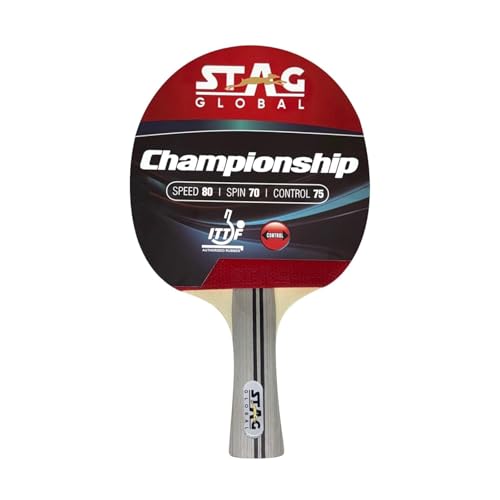 STAG Global Championship Table Tennis Racquet | 172 Grams | Intermediate | ITTF Approved Rubber | Multi- Color - Image 1