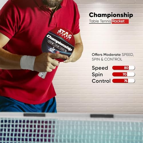 STAG Global Championship Table Tennis Racquet | 172 Grams | Intermediate | ITTF Approved Rubber | Multi- Color - Image 3