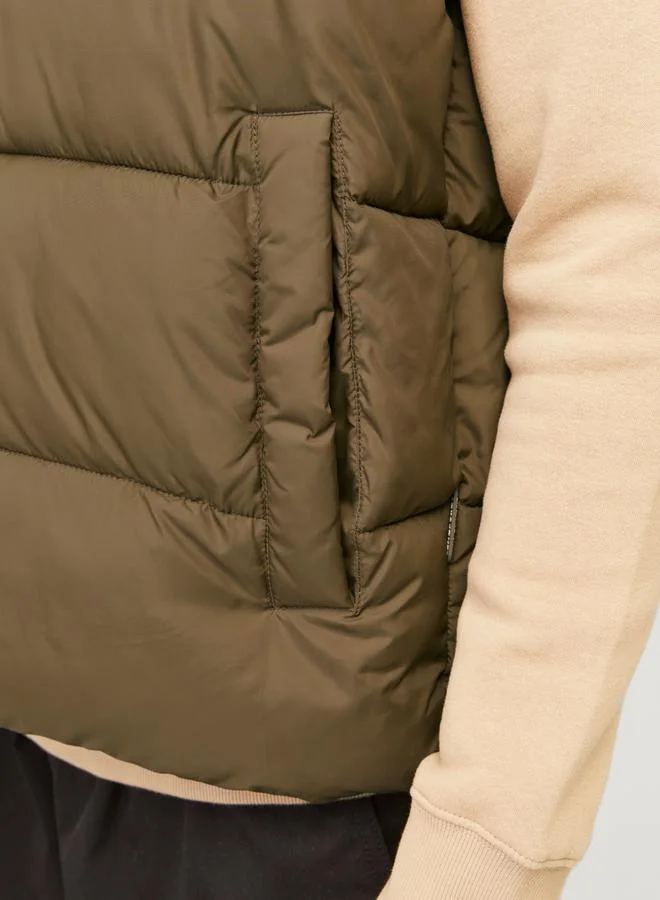 JACK & JONES Stand Collar Color Block Puffer Gilet