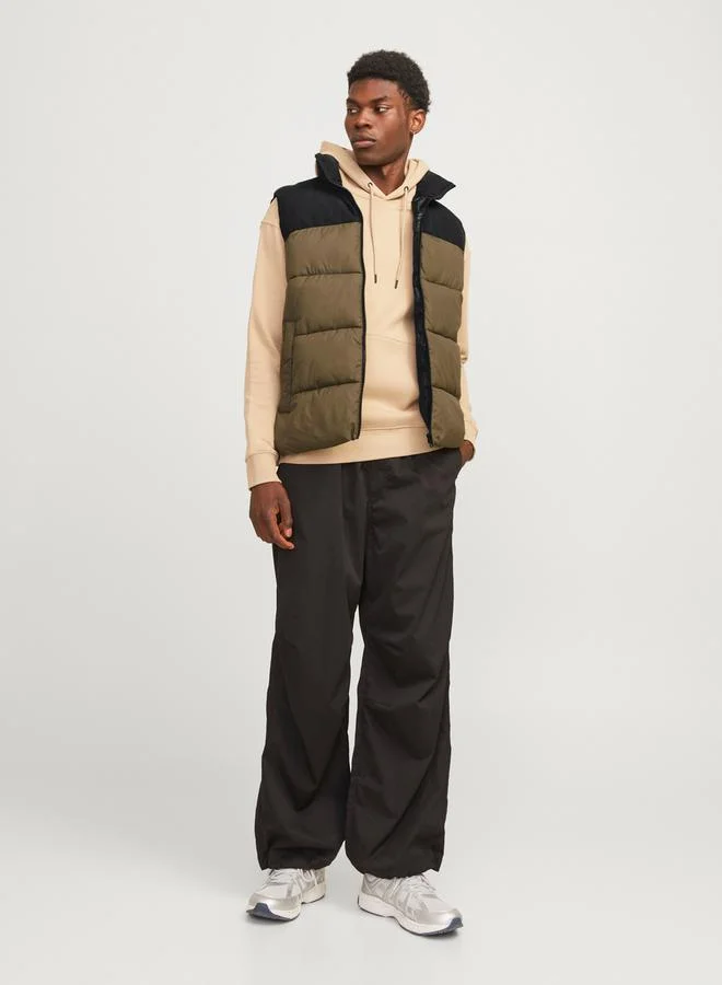 JACK & JONES Stand Collar Color Block Puffer Gilet