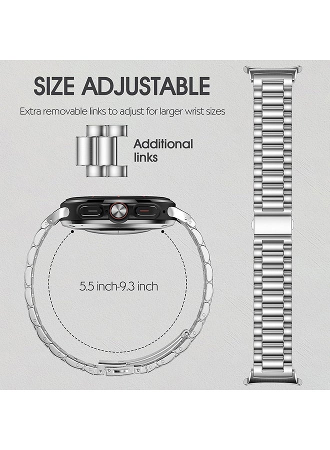 O Ozone Bands Compatible with Samsung Galaxy Watch Ultra 47mm (2024), Metal Stainless Steel Replacement Wristband Strap Men Women for Galaxy Watch 7 Ultra 47mm - Silver  - Image 2