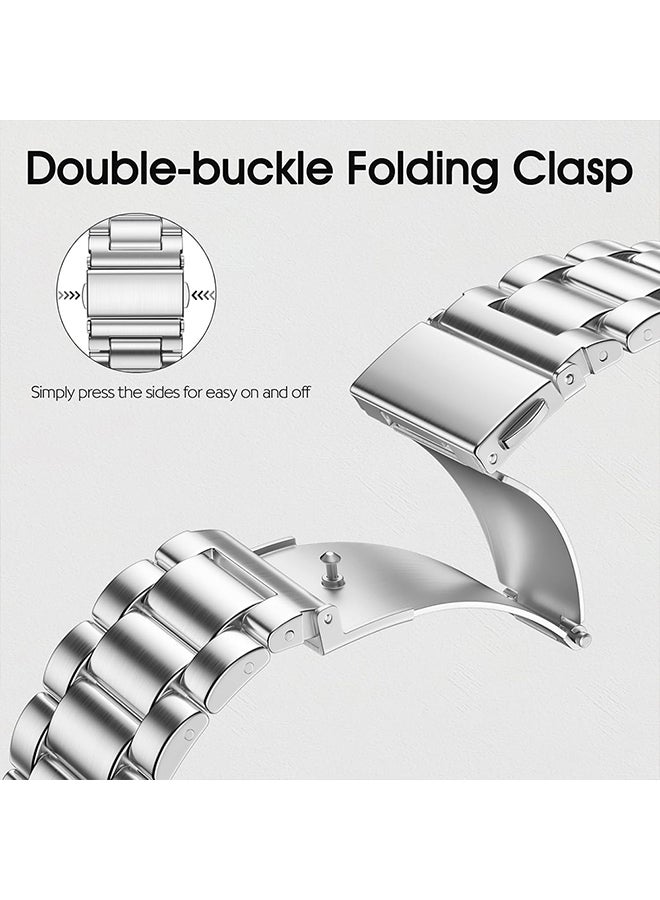 O Ozone Bands Compatible with Samsung Galaxy Watch Ultra 47mm (2024), Metal Stainless Steel Replacement Wristband Strap Men Women for Galaxy Watch 7 Ultra 47mm - Silver  - Image 3