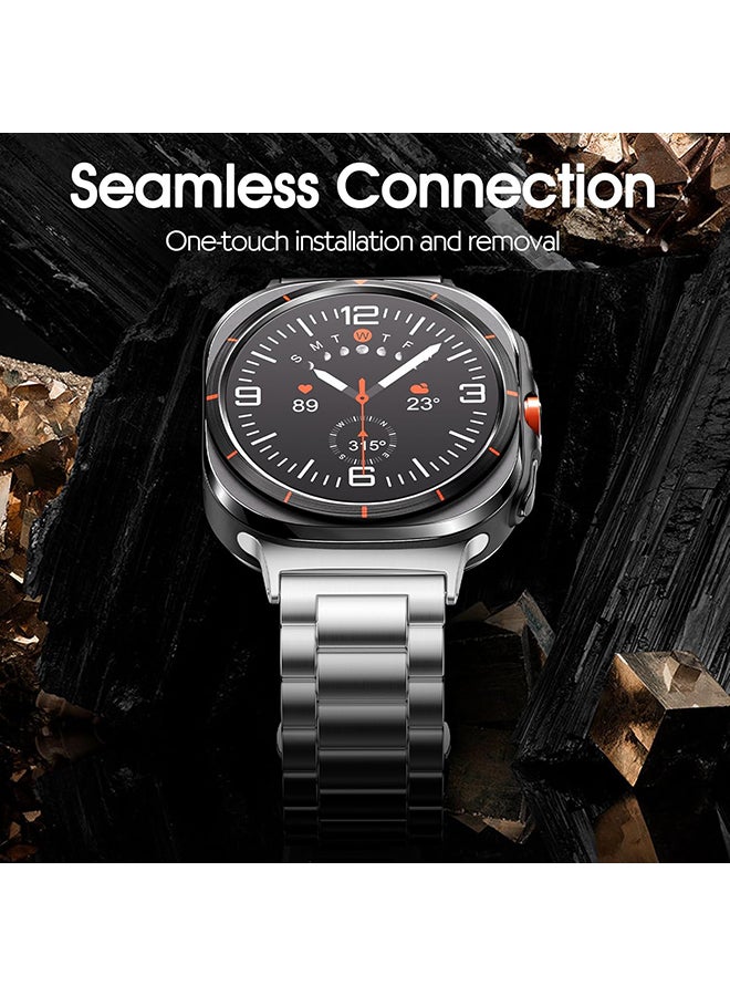 O Ozone Bands Compatible with Samsung Galaxy Watch Ultra 47mm (2024), Metal Stainless Steel Replacement Wristband Strap Men Women for Galaxy Watch 7 Ultra 47mm - Silver  - Image 4