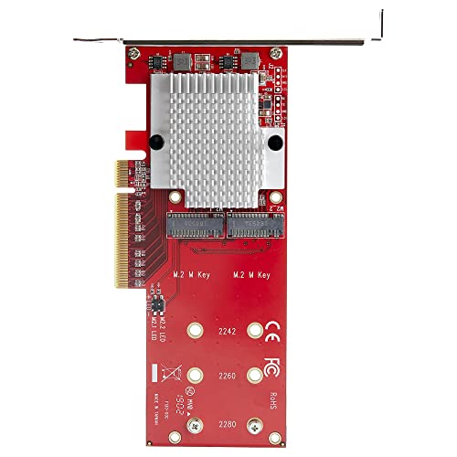 StarTech.com Dual M.2 PCIe SSD Adapter Card - x8 / x16 Dual NVMe or AHCI M.2 SSD to PCI Express 3.0 - M.2 NGFF PCIe (M-Key) Compatible - Supports 2242, 2260, 2280 - JBOD - Mac & PC , TAA (PEX8M2E2) - Image 5