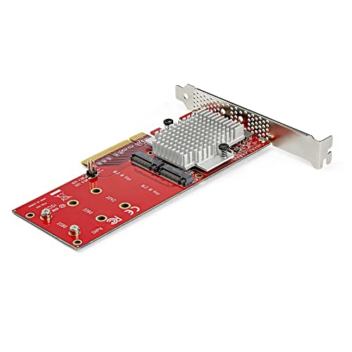 StarTech.com Dual M.2 PCIe SSD Adapter Card - x8 / x16 Dual NVMe or AHCI M.2 SSD to PCI Express 3.0 - M.2 NGFF PCIe (M-Key) Compatible - Supports 2242, 2260, 2280 - JBOD - Mac & PC , TAA (PEX8M2E2) - Image 2