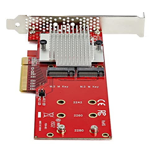 StarTech.com Dual M.2 PCIe SSD Adapter Card - x8 / x16 Dual NVMe or AHCI M.2 SSD to PCI Express 3.0 - M.2 NGFF PCIe (M-Key) Compatible - Supports 2242, 2260, 2280 - JBOD - Mac & PC , TAA (PEX8M2E2) - Image 4