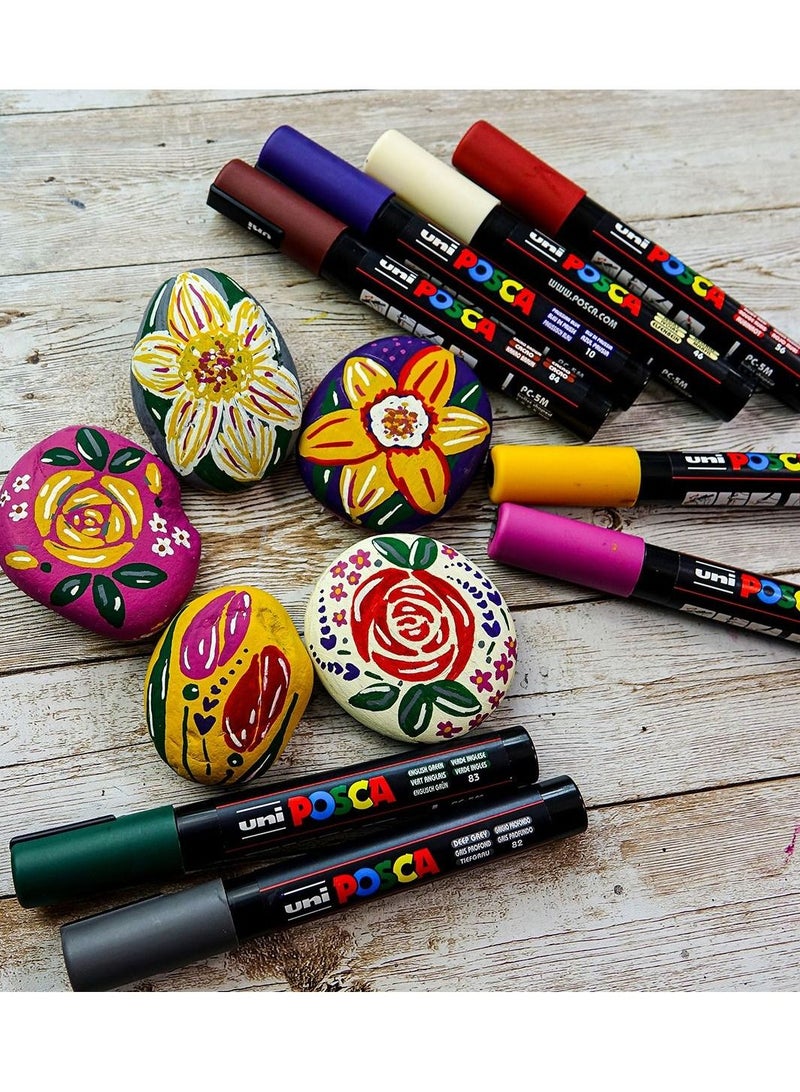 POSCA 8-Piece Water-Based Round Tip Paint Marker Dark Colour Set - Image 3