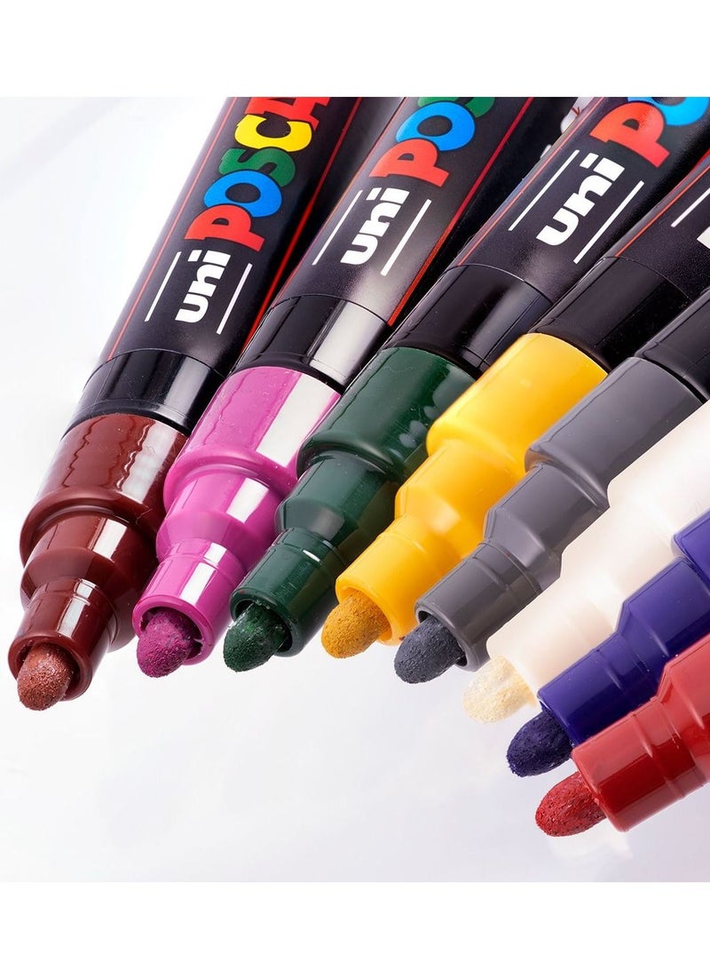 POSCA 8-Piece Water-Based Round Tip Paint Marker Dark Colour Set - Image 2