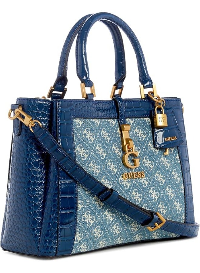 جس حقيبة ساتشيل نسائية GUESS James Girlfriend – أزرق دنيم (أنيقة وعملية بتصميم منظم) - Image 2