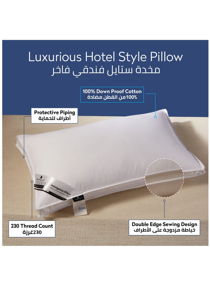 Donetella Cotton Pillow 1-Piece (2200 Gm) Sleeping Bed Pillow 50X75 cm With Luxury Down Alternative Filling Hotel Style Pillow White - Image 3