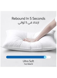 دوناتيلا وسادة قطنية قطعة واحدة (2200 جم) وسادة سرير نوم مقاس كينج 50 × 75 سم مع حشوة فاخرة بديلة من الأسفل على طراز الفندق ، أبيض  - Image 4