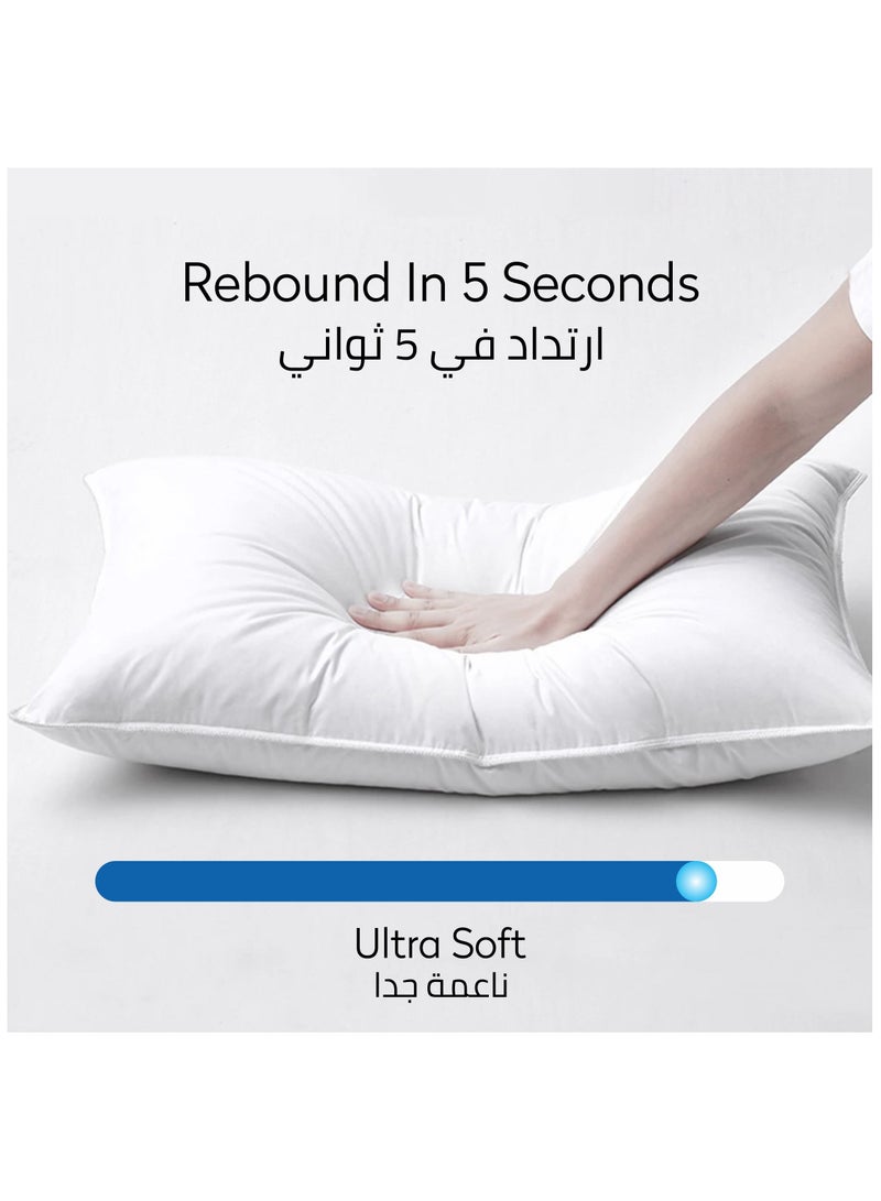 Donetella Cotton Pillow 1-Piece (2200 Gm) Sleeping Bed Pillow 50X75 cm With Luxury Down Alternative Filling Hotel Style Pillow White - Image 4