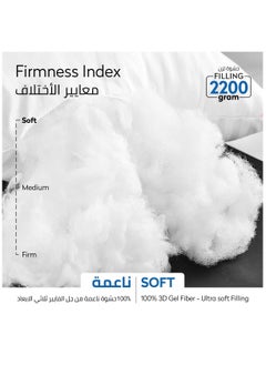 دوناتيلا وسادة قطنية قطعة واحدة (2200 جم) وسادة سرير نوم مقاس كينج 50 × 75 سم مع حشوة فاخرة بديلة من الأسفل على طراز الفندق ، أبيض  - Image 5