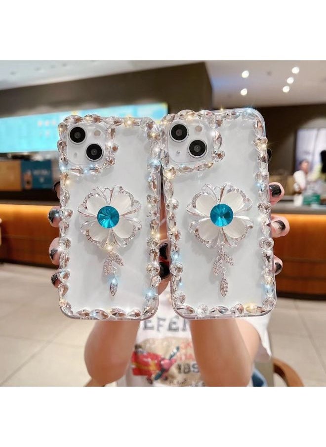 Generic - For Iphone14/15 Transparent Phone Case With Diamonds For Iphone16/13pro Silicone Four-leaf Flower Pendant Xs/11-Color:Four-leaf Flower Pendant-Applicable Models:For Iphone13mini - Image 1