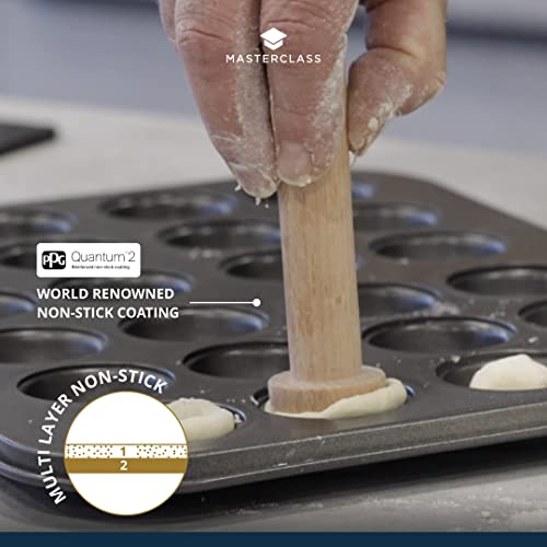 Master Class MasterClass Non Stick Mini Tart Tins with Pastry Tamper, 24 Hole Mini Tart Tray, Robust 1 mm Thick Carbon Steel, 35 x 27cm (14 x 11''), Grey - Image 4
