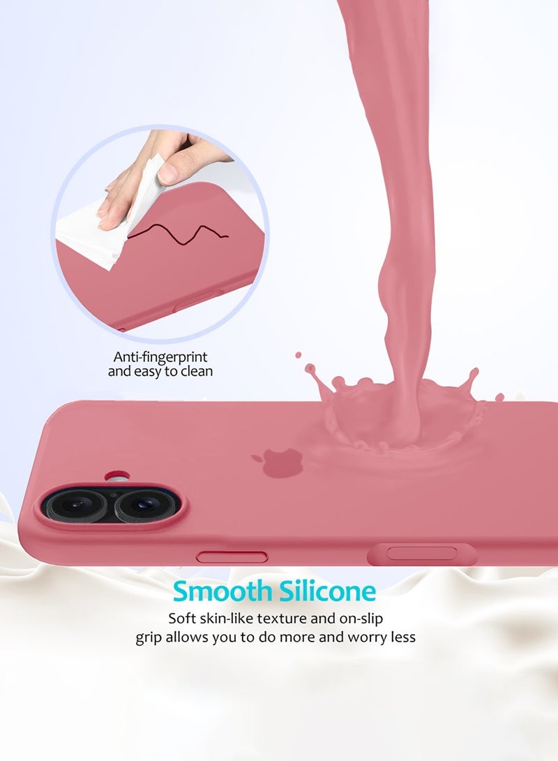 Wtech Apple iPhone 17 5G 2025 Luxury Premium Quality Liquid Silicone Case Cover (MCRPSN) - Dark Pink - Image 2