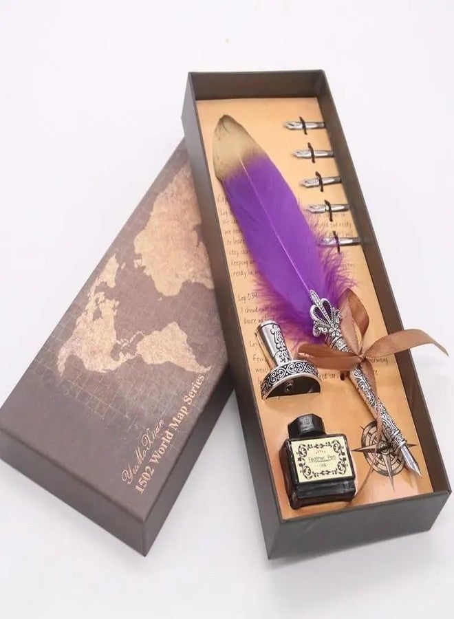 KRYTONE�.Fx 1PCS Dip Feather Pen Set Calligraphy Pen Set Writing Quill Ink Dip Pen with 5PCs Nib(Color Will Be Sended As Per Availability) - Image 2
