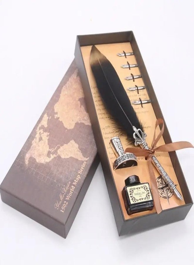 KRYTONE�.Fx 1PCS Dip Feather Pen Set Calligraphy Pen Set Writing Quill Ink Dip Pen with 5PCs Nib(Color Will Be Sended As Per Availability) - Image 1