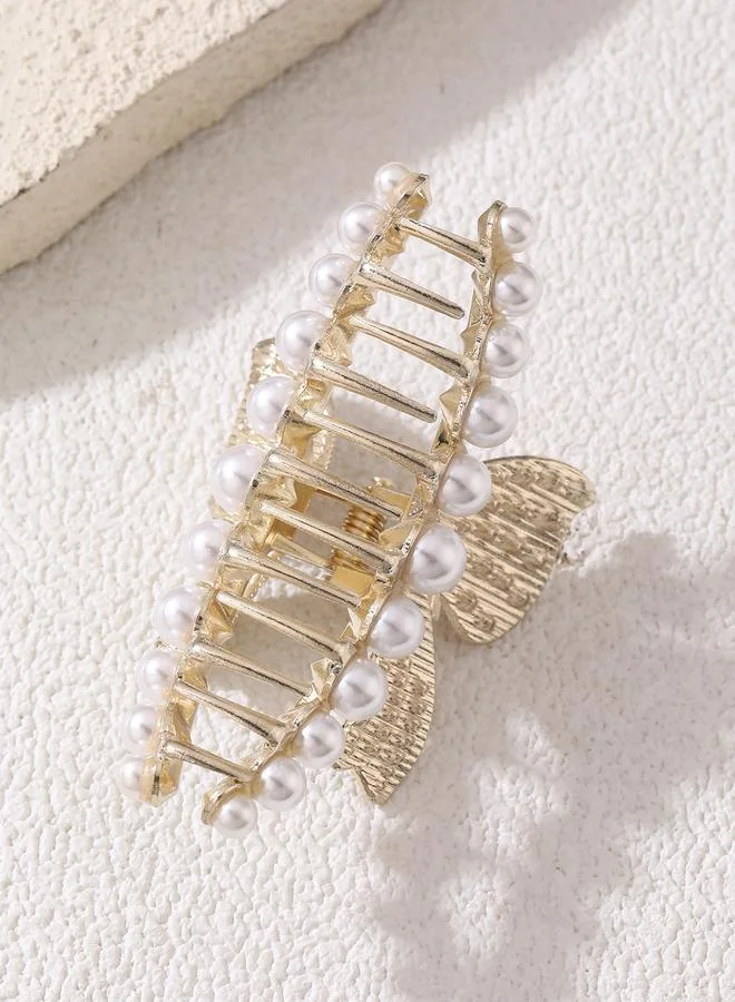 Take Two Take Two Bow Faux Pearl Embellished Claw Clip