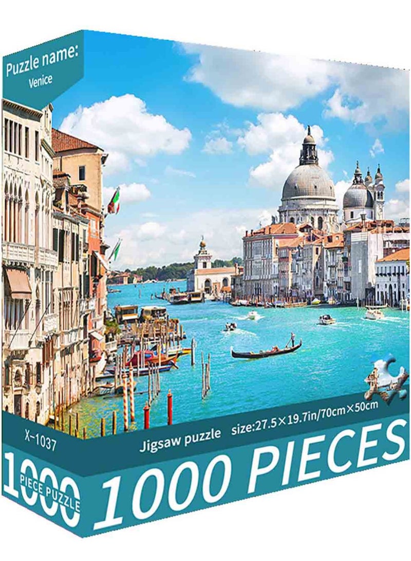 ZEPONOVA 1000-Piece Jigsaw Puzzle Fun Venice – Jigsaw Puzzles Challenging Brain Teaser & Stress Relief & Decorative Art for kid Early Education Development Toy Set, 700x500mm - Image 1