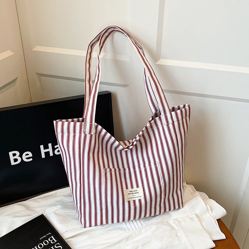 Large Capacity French Stripe Tote Bag - Image 1