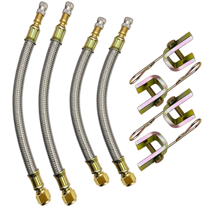 Generic Valve Stem Extenders,2Pcs 7Inch and 2Pcs 12Inch Tire Valve Stem Extension Stainless Steel Tire Extender Braided Valve Stem Extension Adaptors Universal for Truck Trailer RV Trailer and Heavy Vehicles  - Image 1