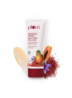 Plum Saffron & Papaya Glow Bright Face Wash; Enhances Glow & Brightens Skin; With Vitamin B5; Fights Dull Skin; Nondrying Gelbased Sulphatefree Face Wash; For All Skin Types; 100% Vegan  - Image 1