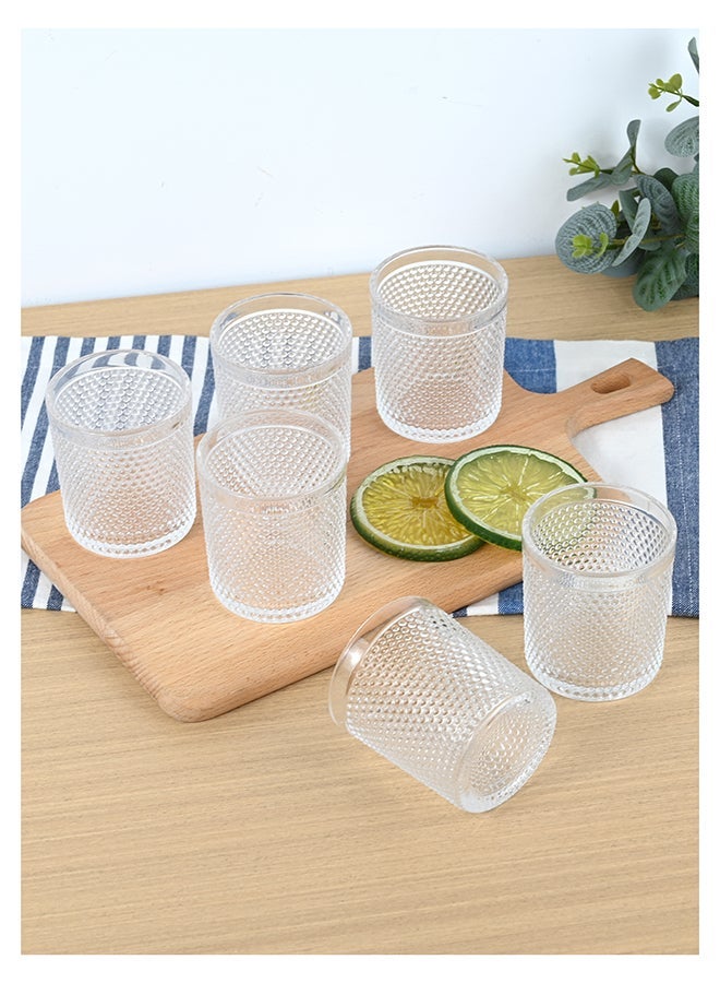 Embossed Old Fashioned Whiskey Glasses - Durable 200ml Glass Tumbler for Cocktails, Water, Juice, Beer, Scotch, Cognac, Cocktails, Edition Glassware Set, Dishware, Dishwasher Safe