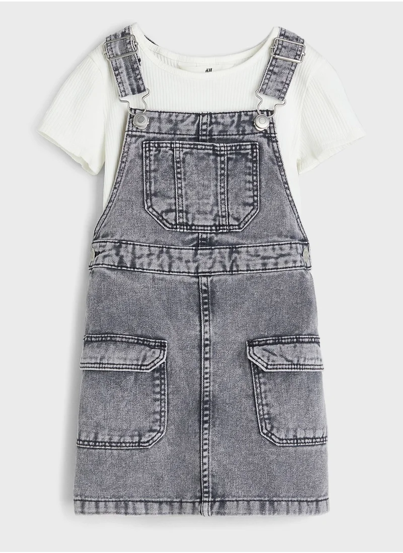 H&M Kids Denim T-Shirt & Dungaree Set