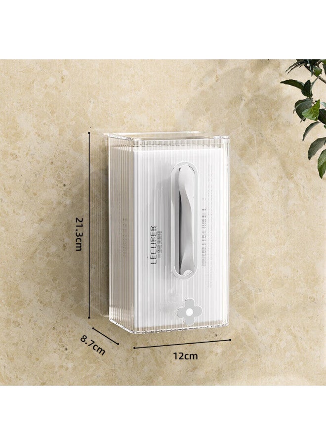 Eachy Wall-mounted Facial Tissue Dispenser, Toilet Paper Holder, No Drilling Required, Transparent White