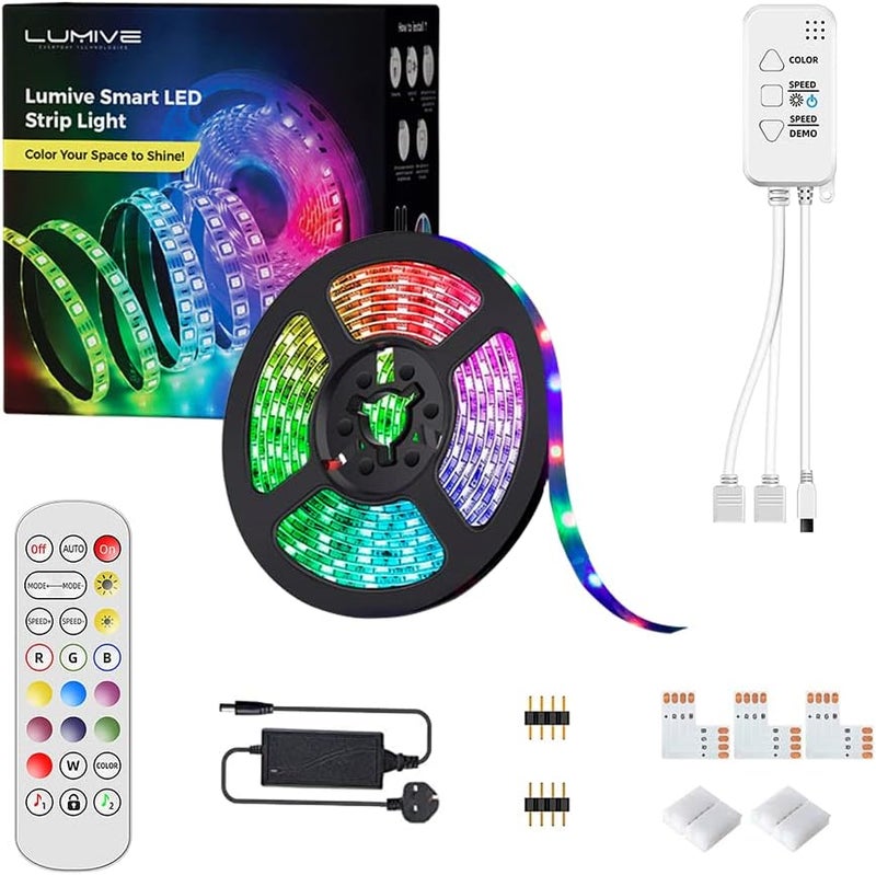 لوميف أضواء شريط LED ذكية من لوميف، متوافقة مع أليكسا ومقاومة للماء (شريط LED ذكي بطول 5 متر بتقنية RGB و WiFi) - Image 1