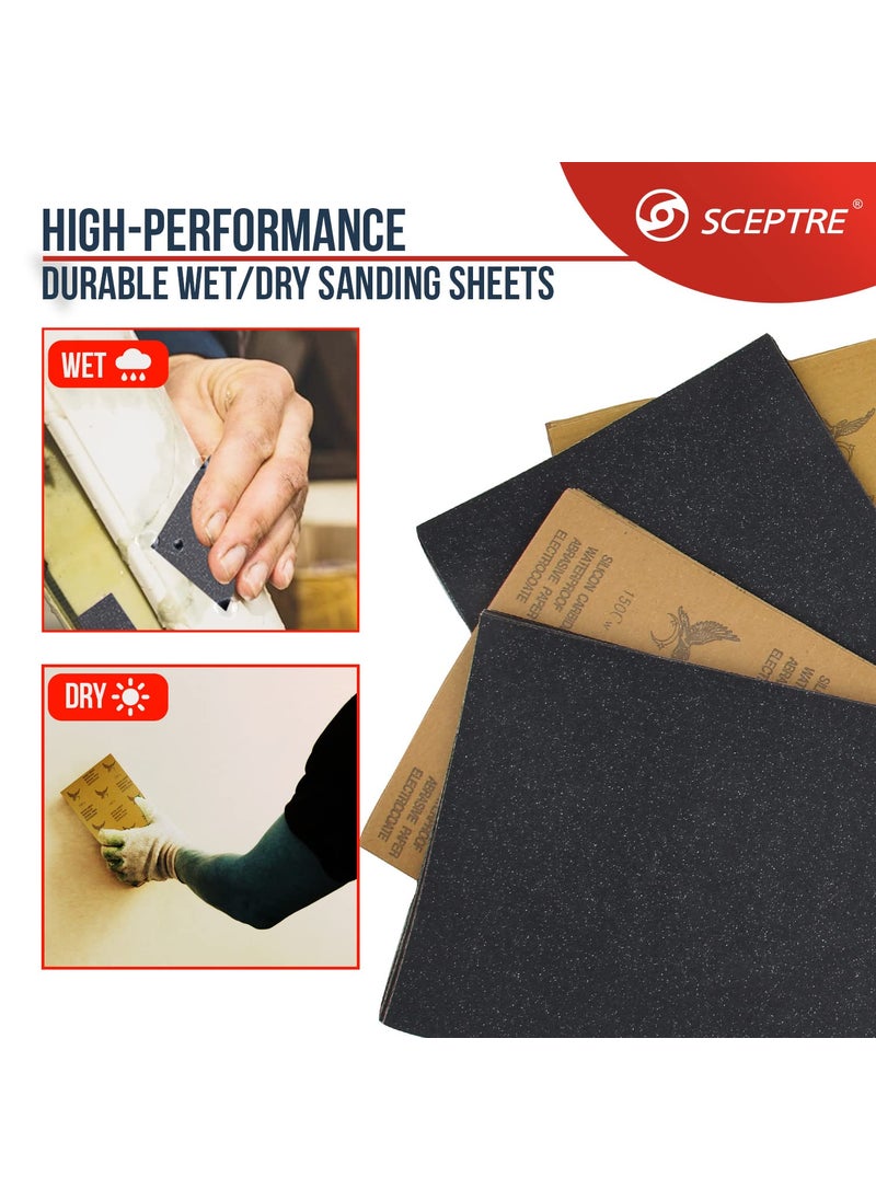 Sceptre SCEPTRE Abrasive Sand Paper Sheets with Silicon Carbide Waterproofing 150 Cw Wet Dry Sanding Papers 230 mm x 280 mm for Polishing Paint Corrosion Removal Pack of 100 Sheets  - Image 5