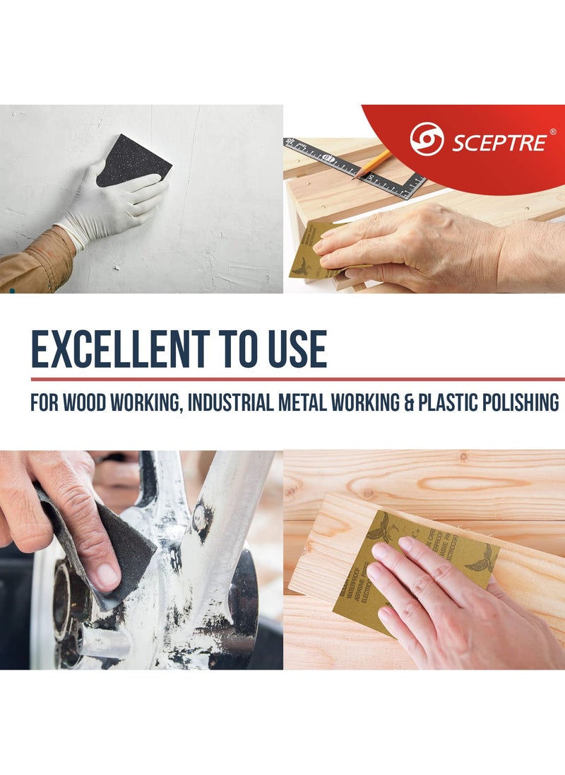 Sceptre SCEPTRE Abrasive Sand Paper Sheets with Silicon Carbide Waterproofing 150 Cw Wet Dry Sanding Papers 230 mm x 280 mm for Polishing Paint Corrosion Removal Pack of 100 Sheets  - Image 4