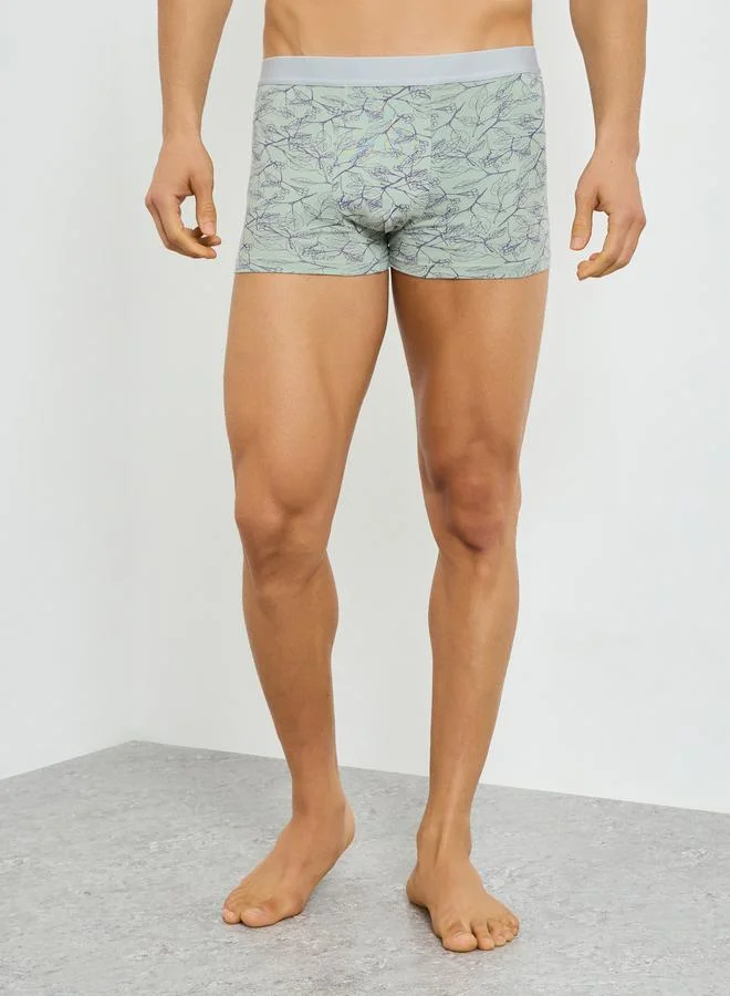 Men Olive Leaf Print Trunk