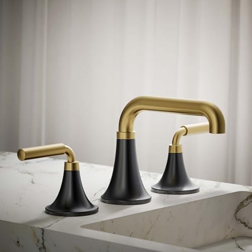 KOHLER 274164KBMB K274164KBMB Tone Widespread Bathroom Sink Faucet 10 GPM Vibrant Brushed Matte Black Moderne Brass - Image 3