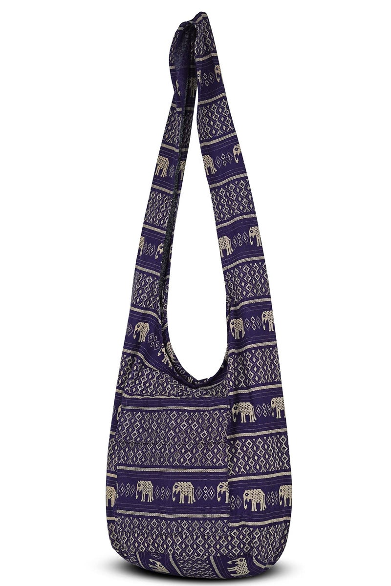 Your Cozy Boho Crossbody Bag for Women â€“ Handmade Cotton Sling Bag Lightweight Unisex Travel Purse with Zipper (Steel Blue) - Image 4
