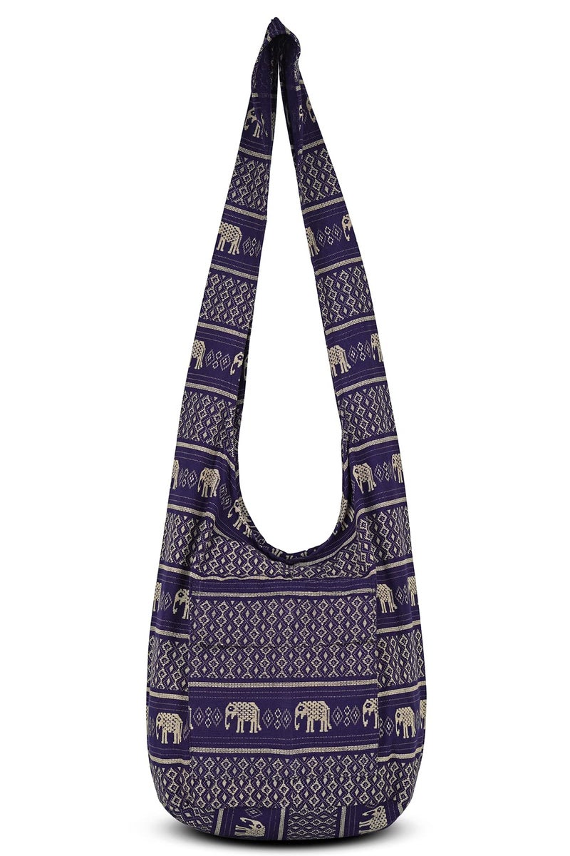 Your Cozy Boho Crossbody Bag for Women â€“ Handmade Cotton Sling Bag Lightweight Unisex Travel Purse with Zipper (Steel Blue) - Image 1