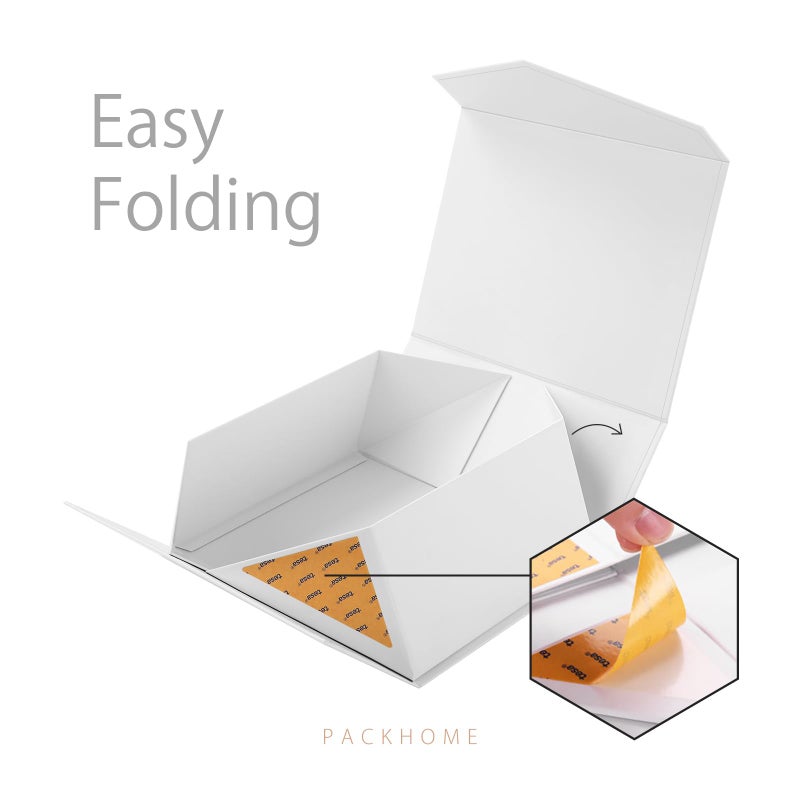 PACKHOME Valentine's Day 6 Gift Boxes 9x6.5x3.8 Inches, Rectangle Collapsible Boxes with Magnetic Lids for Gift Packaging (Matte White, Grain Texture) - Image 5