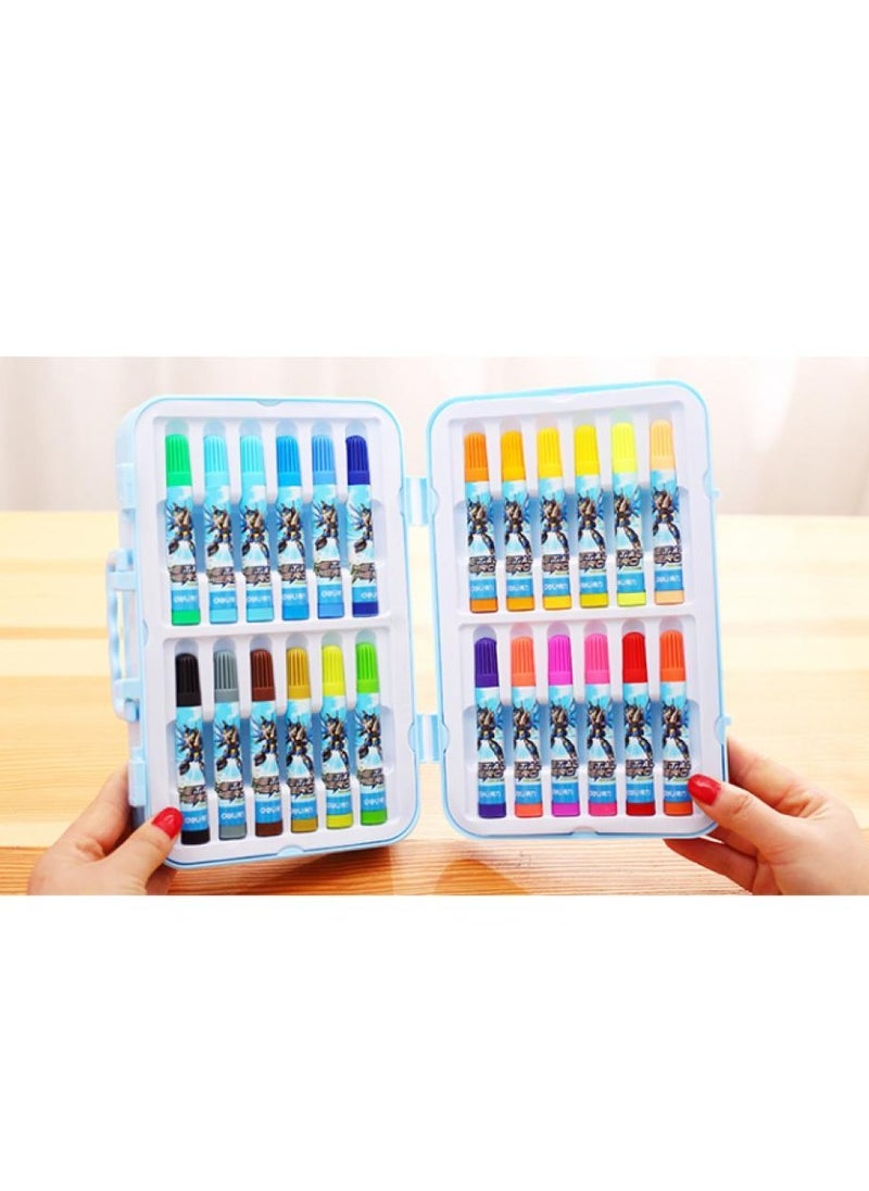 AIWANTO 24 Colors Water Color Pen Set With Cute Box For Kids School (Blue)  - Image 4