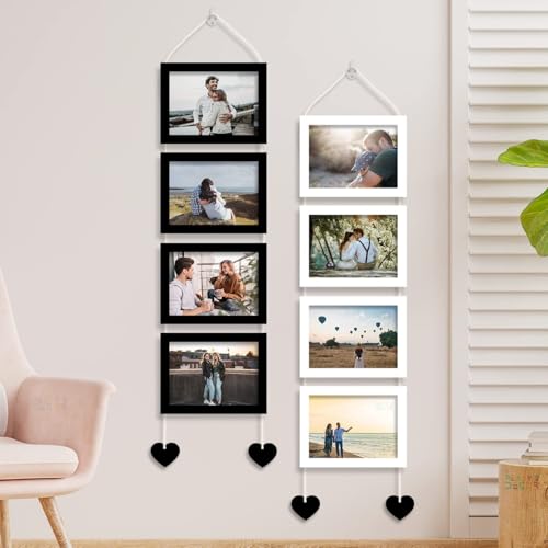 Stuthi Arts Photo Frame Set of 8 Picture Frames for Wall Hanging Black(5x7-4) White(5x7-4) Dori | Photo Collage Photo Frame Wood Wall Mount Gift For Best Friend Boy & Girl | Customized Wall Hanging Photo Frame, | Picture Frame For Gift | Wooden Photo Frame (Black & White) - Image 1