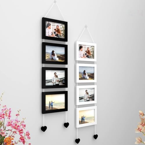 Stuthi Arts Photo Frame Set of 8 Picture Frames for Wall Hanging Black(5x7-4) White(5x7-4) Dori | Photo Collage Photo Frame Wood Wall Mount Gift For Best Friend Boy & Girl | Customized Wall Hanging Photo Frame, | Picture Frame For Gift | Wooden Photo Frame (Black & White) - Image 2