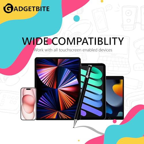 GadgetBite Stylus Pen for Android Tablet & iOS All Touchscreen Devices Capacitive Universal Smart Pen Pencil with Fine Point Disc Tip Lightweight Metal Body and Magnetic Cover for Mobile Phone iPad Tab - Black - Image 5
