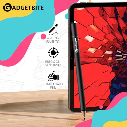 GadgetBite Stylus Pen for Android Tablet & iOS All Touchscreen Devices Capacitive Universal Smart Pen Pencil with Fine Point Disc Tip Lightweight Metal Body and Magnetic Cover for Mobile Phone iPad Tab - Black - Image 2