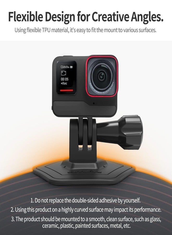 GetZget حامل خوذة لاصق مرن من GetZget® Sunnylife متوافق مع ملحقات كاميرات الحركة DJI Osmo 360، وPocket 3، وAction 4/5/5pro، وInsta 360 X5/X4/X3، وGo Pro Hero 12/11/10 - Image 2