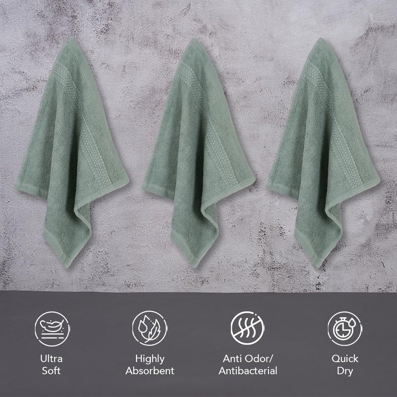 BePlush 450 GSM Bamboo Towel Ultra Soft Absorbent Quick Dry Towels for Gym Travel Face Towel Olive Green Pack of 6 - Image 4