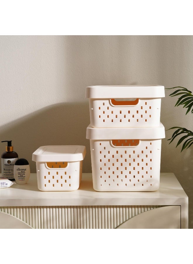Pan Home Canna Stackable Storage Box with Lid 17L 36.2x27.2x22.6cm -White - Image 4